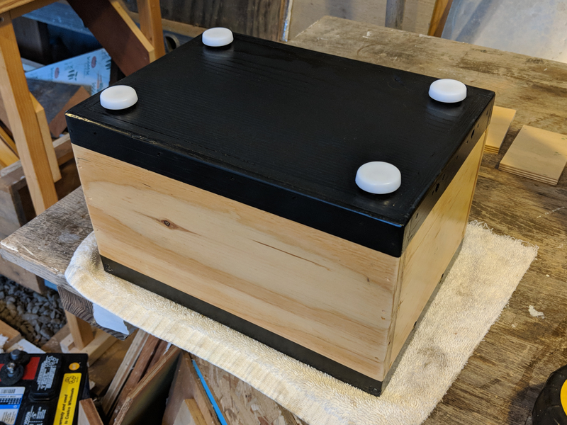 Feet for a finishing touch and to keep the wood off the ground in case of water.